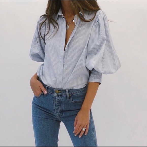 Something Navy Tops - Something Navy puff sleeve button down